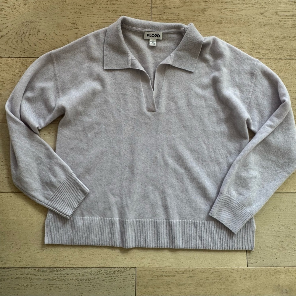 Filoro 100% 2-ply Cashmere Polo Sweater XL
